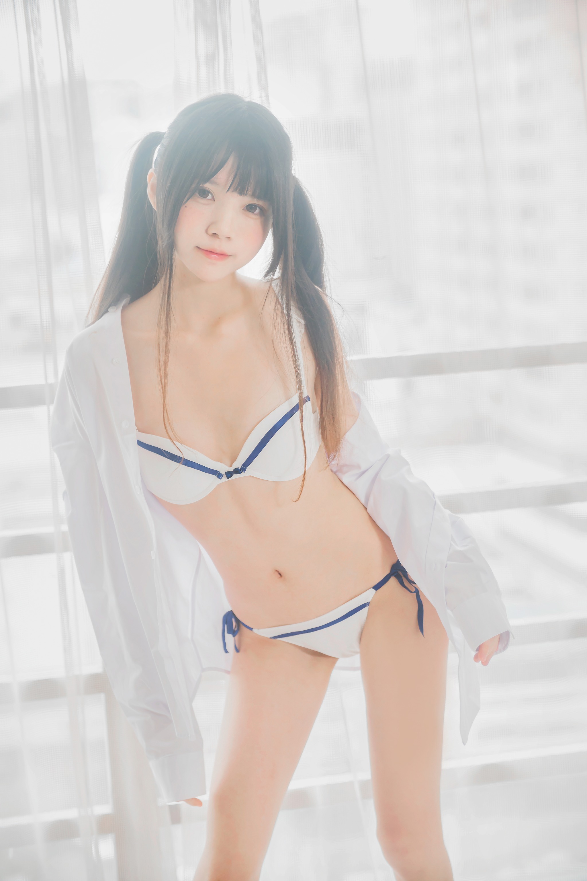 图片[1]-桜桃喵 – NO.001 白衬衫双马尾 [47P]-XikXak